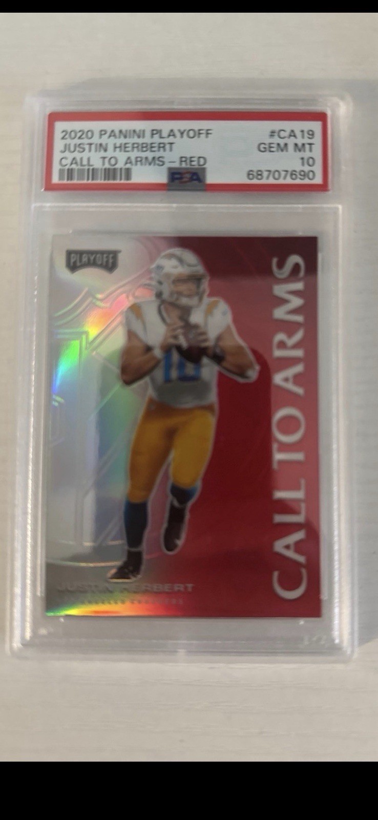 Justin Herbert Panini Playoff Call to Arms #CA19 Red