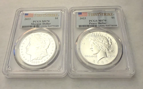 2023 Morgan Dollar & Peace Dollar 2 Coin Set PCGS MS-70 First Strike