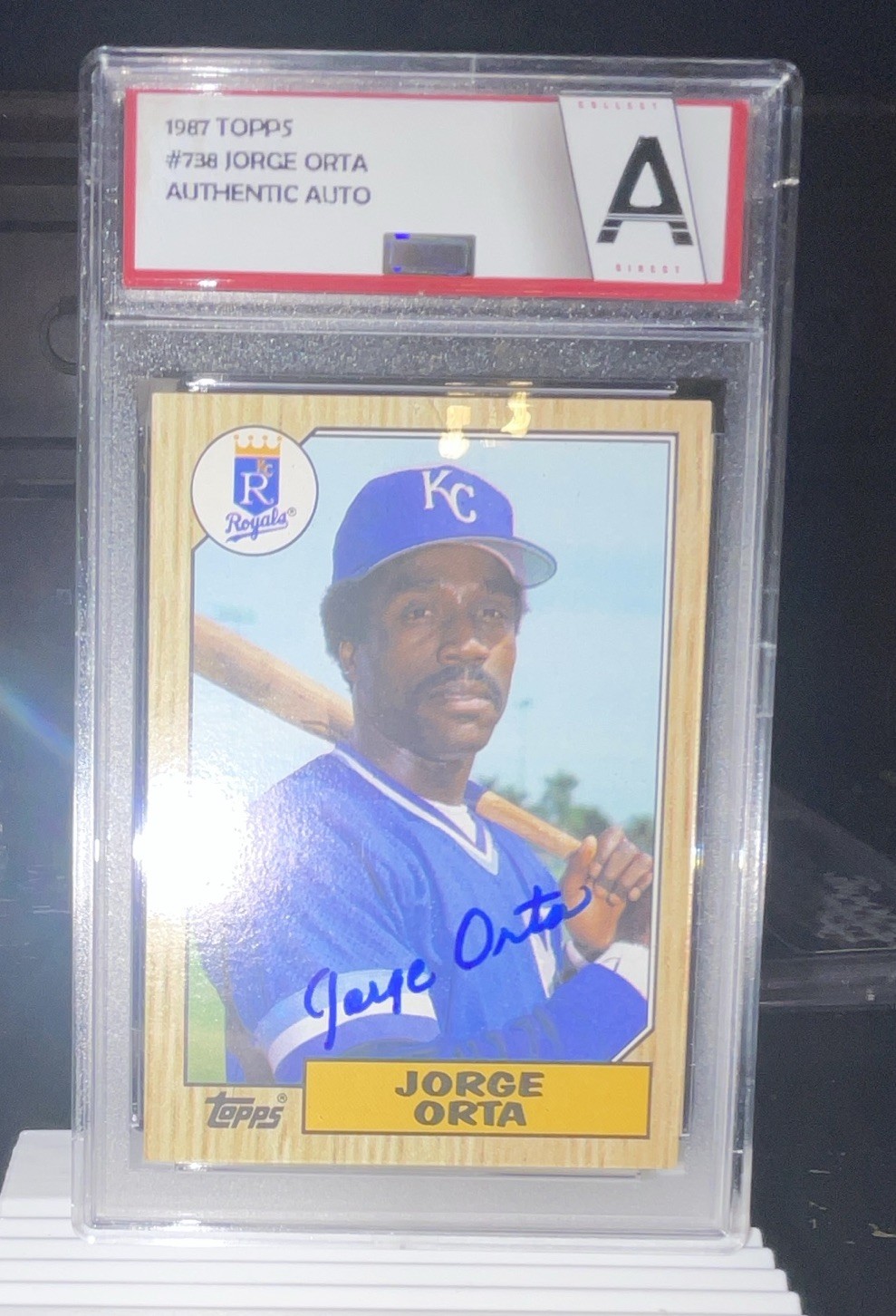 Topps 1987 #738 Jorge Orta Royals Authenticated Autographed