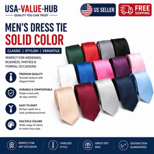 New Men's Dress Tie Solid Color Classic Neck Tie Necktie Wedding Formal USA