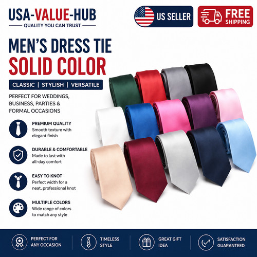New Men's Dress Tie Solid Color Classic Neck Tie Necktie Wedding Formal USA