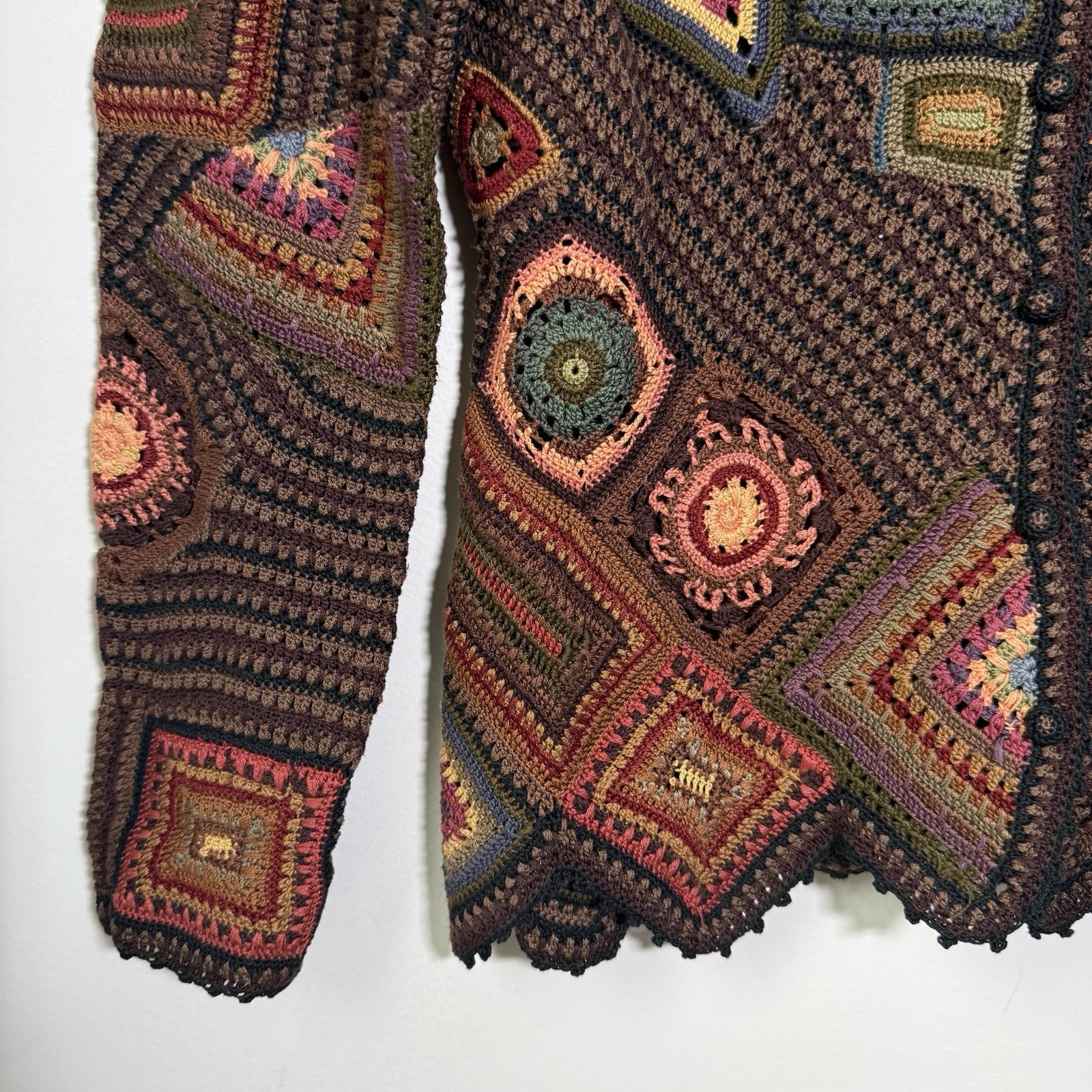 Peruvian Connection Granny Square Patchwork Cardi… - image 5