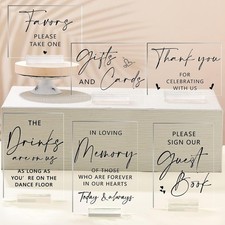 6 Pcs Clear Acrylic Wedding Signs Reception Ceremony 5'' x 7'' Wedding Signage