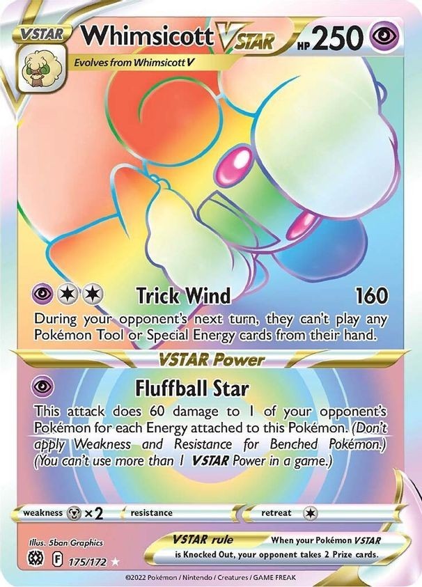 Whimsicott VSTAR - 175/172 - Pokemon Brilliant Stars Sword Shield Secret Rare NM