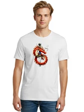 Dragon-Sword Mens Graphic Tee, 100% Cotton, Casual Summer Wear