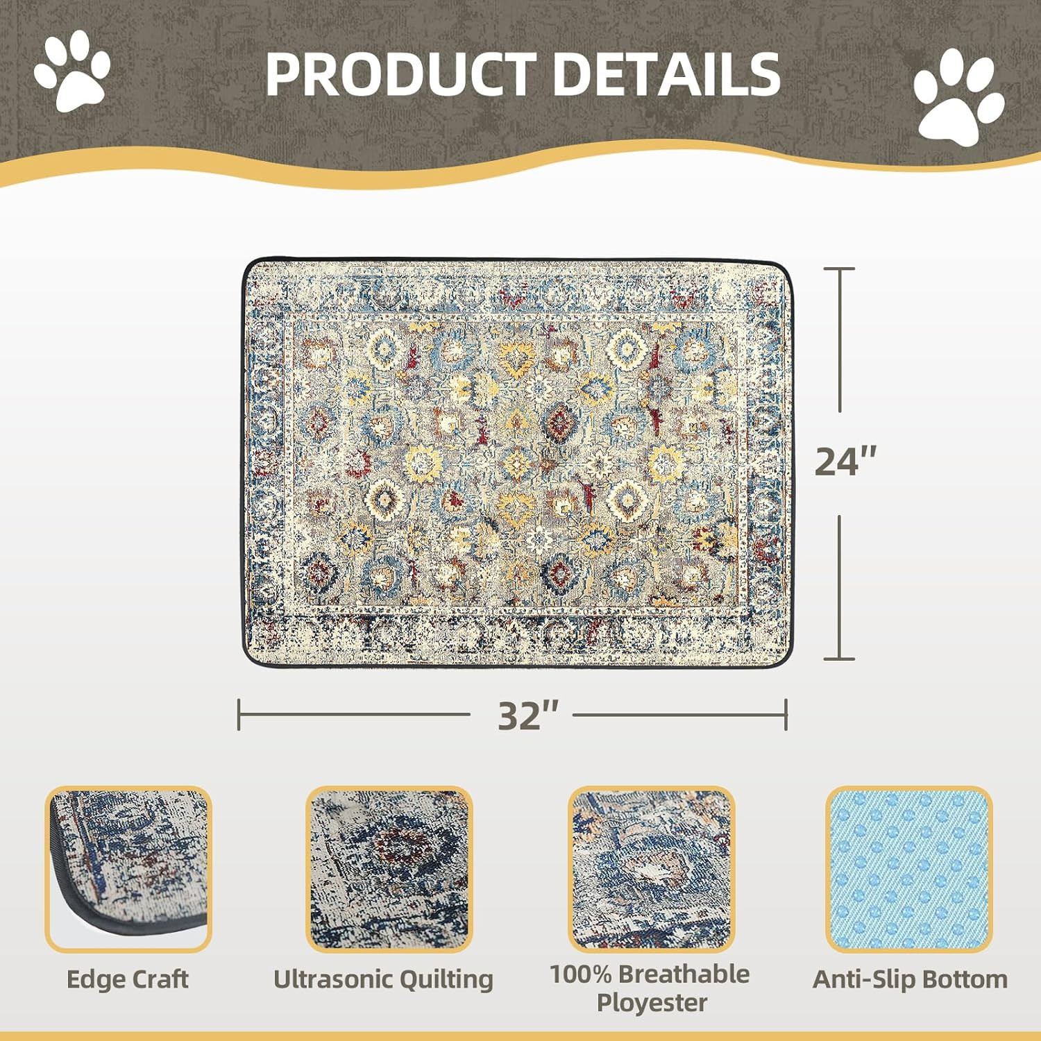 Washable Pee Pad for Dogs 32 X 24 Reusable Puppy Pads Waterproof Dog Rugs Su