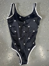 Vintage Mickey Mouse allover one piece swimsuit Black Sz 8