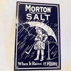 Vintage Porcelain Morton Free Running Salt Enamel Sign (Original)