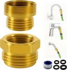 Shower Hose Adapter and Faucet Adapter Kit, Brass G1/2" Female, 55/64"-27 Female