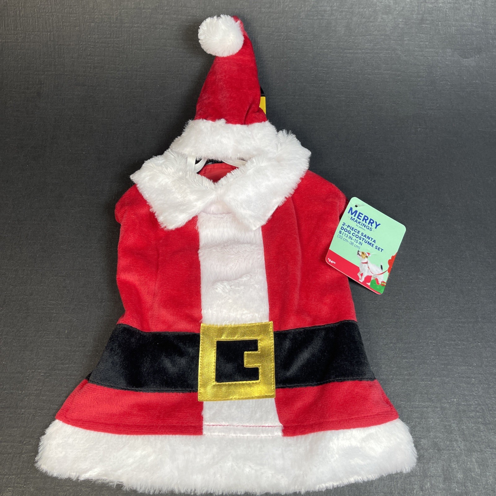 Petco Merry Makings Dog Santa Costume 2-Piece Plush Suit w/ Hat Size Small NWT