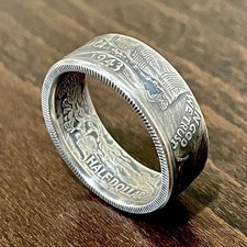 Coin ring HANDMADE from Silver Walking Liberty Half Dollar Size 6-12