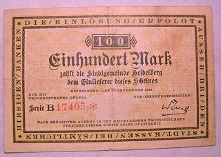 141) Heidelberg Stadt ★★ 100 Mark 28. Sep. 1922 ★★★