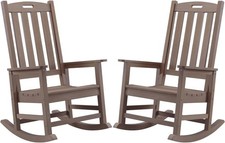Outdoor Rocking Chairs Set of 2 Oversized Porch Rocker Brown Weather Resistant