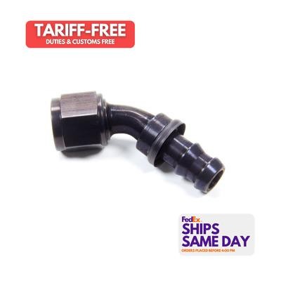 Aeroquip FCL1523, One #8 45 Degree Socketless Black Black Aluminum Performance