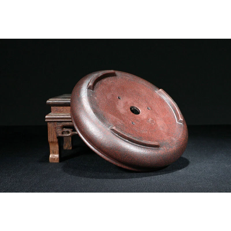 Dark Red Round Chinese Yixing Zisha Shohin Bonsai Pot 15x15x4cm small size China - Image 4 of 4