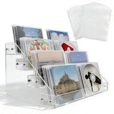4-tier clear acrylic cascading CD holder DVD/CD display stand storage box and