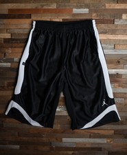 RARE Jordan Basketball Shorts Youth XL Black White Curved Wave Panels HTF Mesh