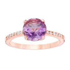Rose Gold Plated Sterling Silver Ring with Amethyst/Topaz Gemstone - Size 5-9