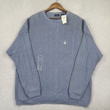 Vintage Izod Sweater Mens XL Blue Knit 100% Cotton Pullover USA Made Old Stock