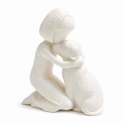 Mensch und Hund Skulptur Minimalistische Deko Tischplatte für Schreibtisch