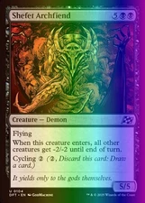 MTG Magic the Gathering Shefet Archfiend (104/568) Aetherdrift LP FOIL