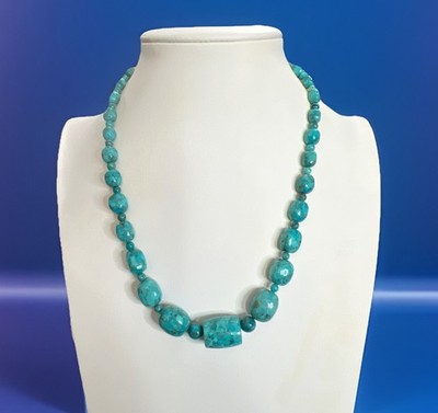 Mine Finds by Jay King DTR Turquoise Beaded Necklace Sterling 925, 17.5 -20.5 