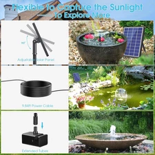 6.5W Solar Fountain Pump Bird Bath Water Upgraded Dry-Run Protection Backyard