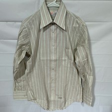Manhattan The Natural Striped Dress Shirt 15.5 32/33 Regular Fit Cotton Blend