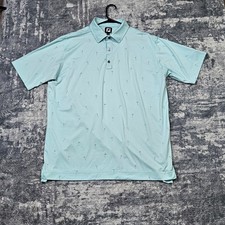 Footjoy Polo Shirt 18 Holes Lisle Performance Stretch Golf Blue Men's XL
