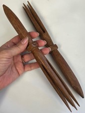 FORCELLA CANNIBALE Fiji cacciatore di teste pugnale Iculanibokola 2 vintage legno intagliato Vau RARO
