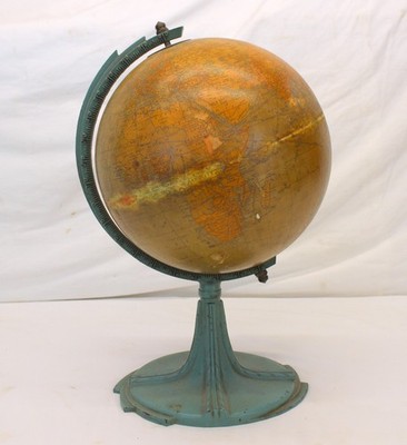  Early Hammonds 9'' Terrestrial World Globe on Metal Stand 1920s Display Decor 
