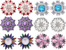 Glntyph 6 Style of 12pcs Rhinestones Snaps Jewelry Charms Ginger Mutil 