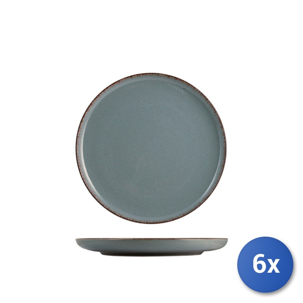 6x Fruit Plates Pearl In Porcelain Blue Color 19 Cm. Suitable For Washing In