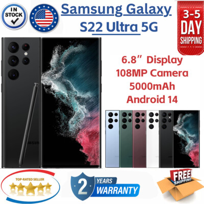 New Samsung Galaxy S22 Ultra 5G 512GB 256 128 S908U Factory Unlocked 2yr warrant
