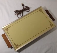 Vintage Electric Warming Tray Cornwall Model 1418 Wood Handles Tested Works