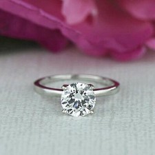 2 Ct Round Lab-Created Diamond Solitaire Engagement Ring 14K White Gold Plated