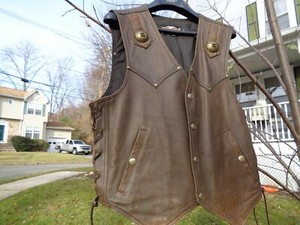 HARLEY DAVIDSON HERITAGE LEATHER VEST LARGE BROWN