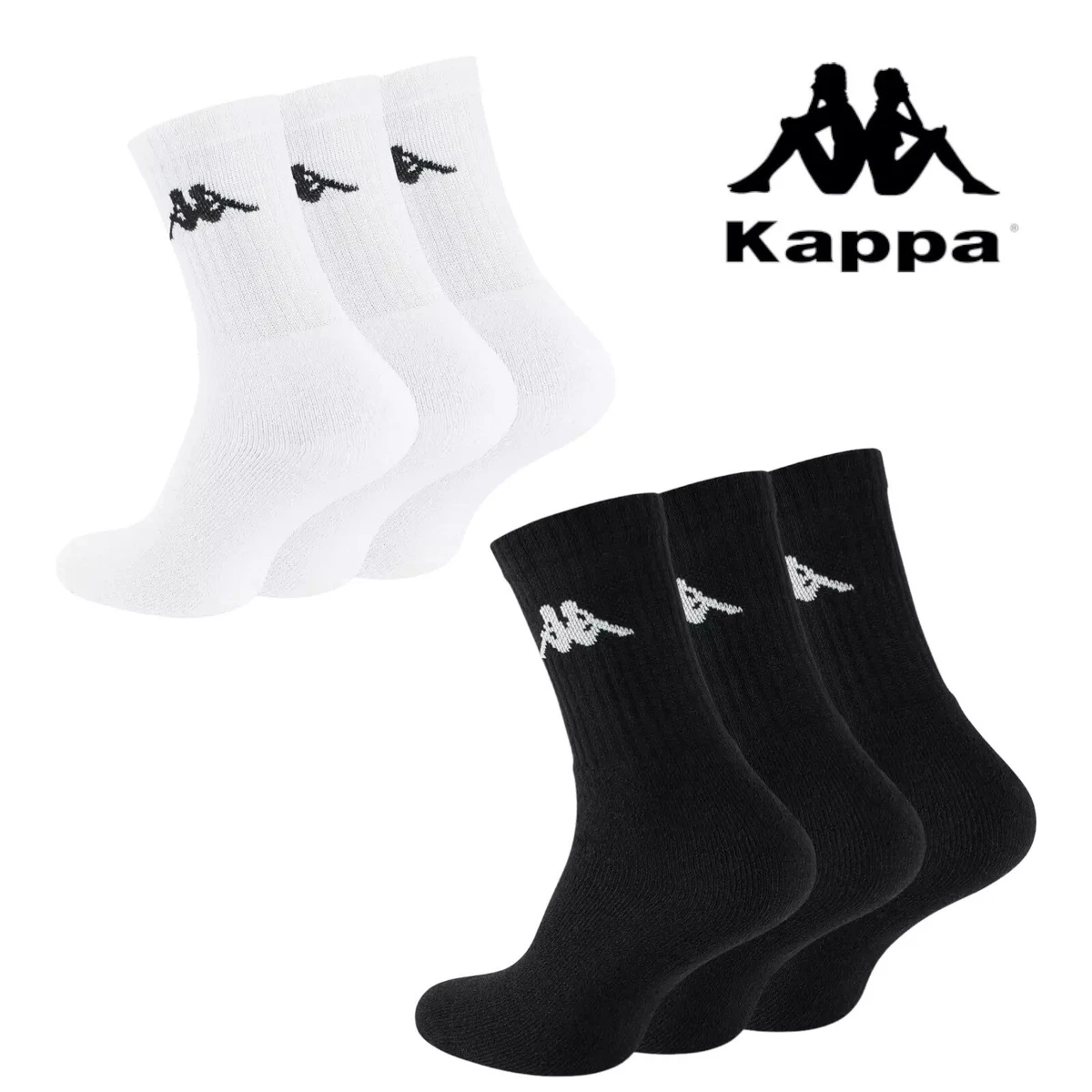 Kappa Sonotu 3-Calze Da Allenamento, Calzini unisex Uomo, Nero, S-M confezione da 3