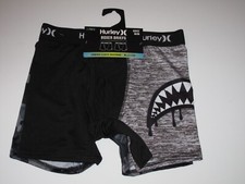 Hurley Big Boy's M Boxer Briefs Shorts Underwear 2 Pack Black Gray Camo 10-12