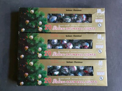 Vtg Christmas Deluxe Satin Ball Lights - Lot 3 Boxes Of 20! 1 Ball Missing 
