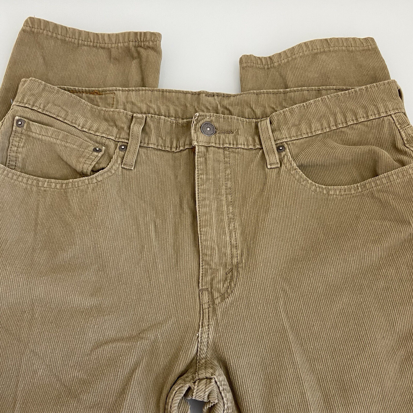Levis 502 Corduroy Pants Men's 36x29 Tan Classic Fit Taper Leg White Tab