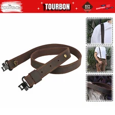 TOURBON Hunting Leather Rifle 1" Sling Shotgun Carry Strap w/Mount Swivels Clip