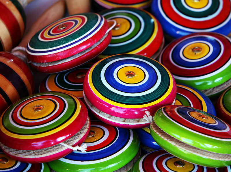 Multi-Color Wood Yo-Yo Mexican Traditional Toy Handmade New