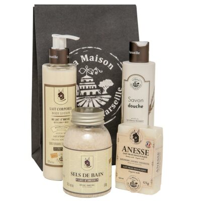 Maison du Savon - Eselmilch Set - Badesalze, Seife, Körperlotion, Duschgel