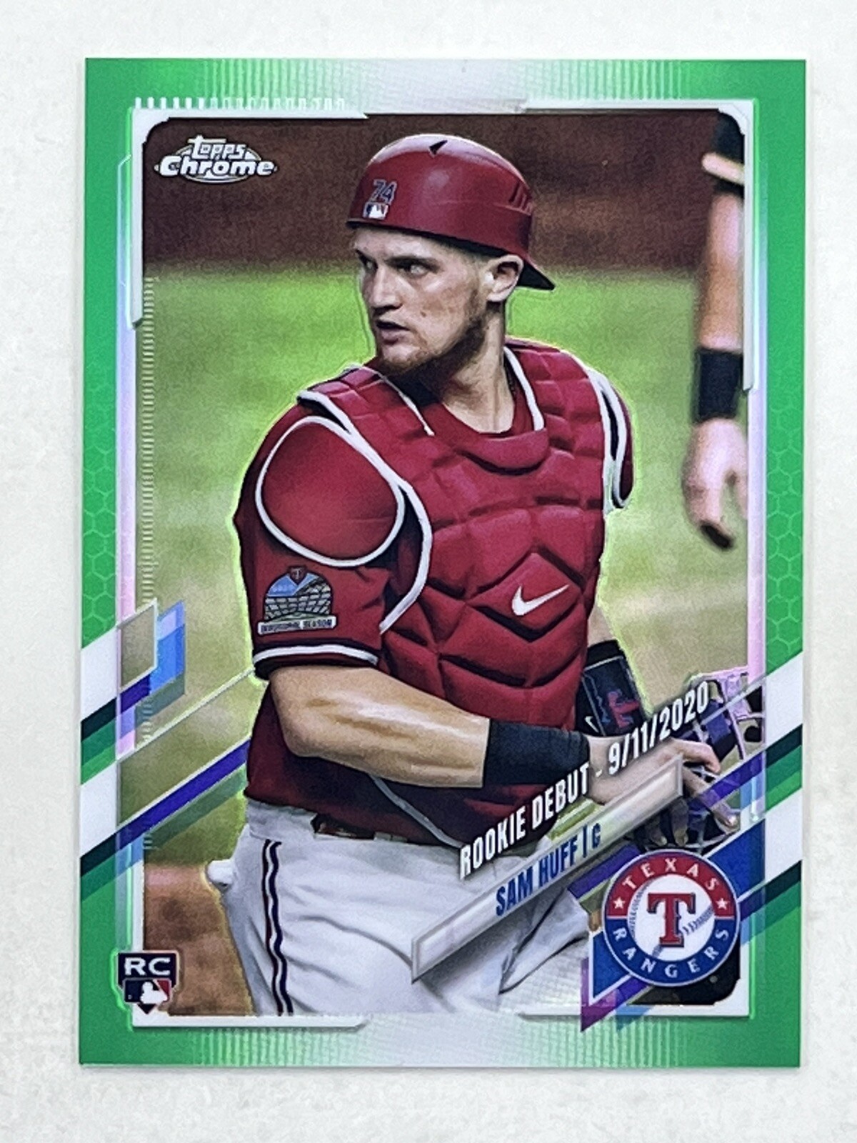 Sam Huff 2021 Topps Chrome Update Rookie Debut Green Refractor RC /75 #USC60 MLB