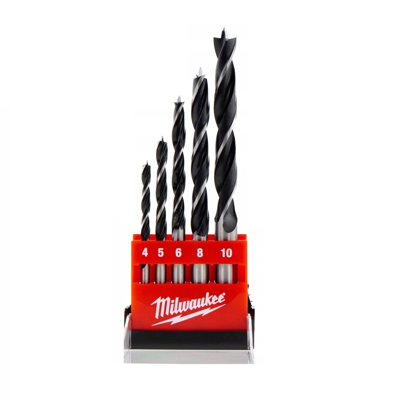 Milwaukee Wood Drill Bit Set x5 Pcs Brad Point 4mm 5mm 6mm 8mm 10mm Lip
