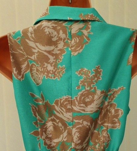 ELIZA J TÜRKIS GOLD ELFENBEIN BLUMENSATIN 50ER JAHRE PLATTE FLARE MIDI KLEID 8 NEU OHNE ETIKETT - Bild 14 von 14