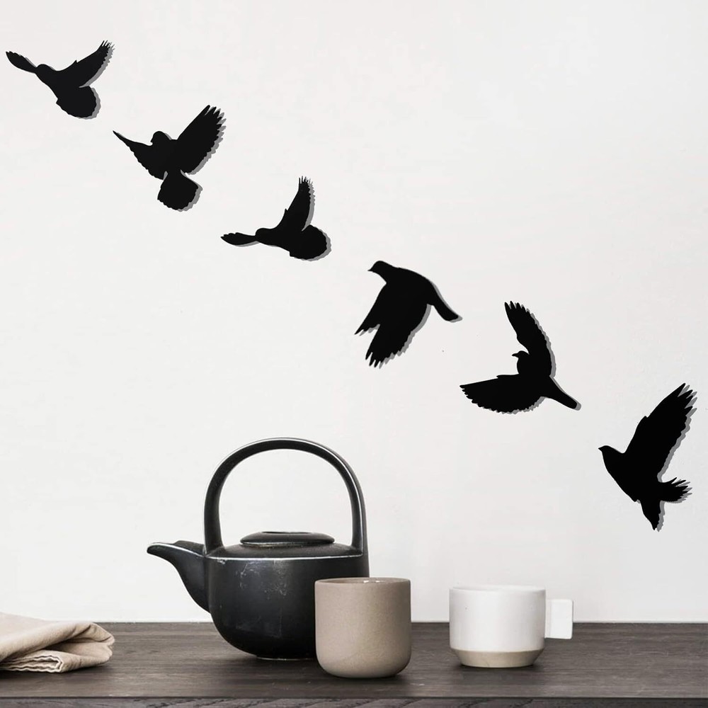 LZAOA Black Birds Metal Wall Decor, 6PCS 6Pcs LZAOA Black Birds Metal Wall Decor, 6PCS 6Pcs
