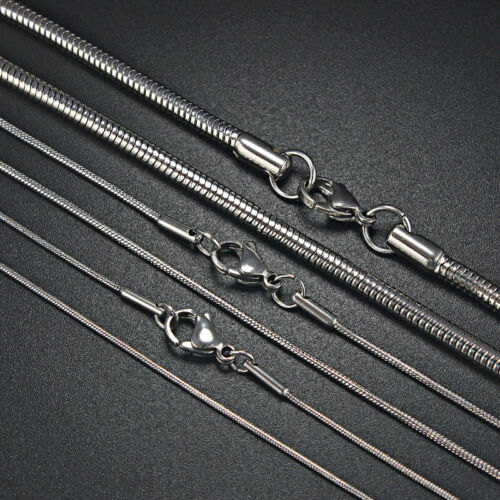 Stainless Steel 1mm 1.2mm 3mm Round Snake Curb Link Chain Necklace Men's Gift - Picture 1 of 12