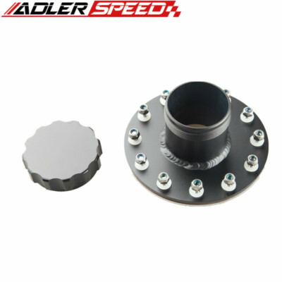 Black Straight Fuel Cell Fast Fill Filler Neck 12 Bolt Flange Billet Aluminum 